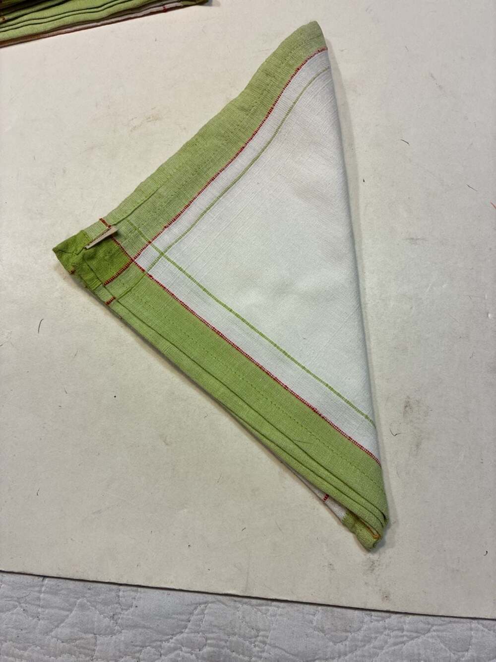 Lot of 6 Fabindia Green and White Plaid Cloth Napkin